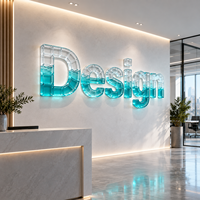 GOZONE signe des lettres 3D personnalisées en acrylique transparent, logo en cristal avec effet liquide pour l'affichage en magasin de détail