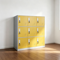 MECOLOR 9D kabinet loker penyimpanan kantor logam kuning 4 6 9 pintu desain Modern Gym staf karyawan lemari baja Kamar Tidur