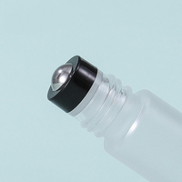 Flacon de parfum vide en verre transparent givré de 10 ml avec bouchon en plastique coloré à bille, roll-on pour sérum et crème de soin de la peau, capacité de 15 ml