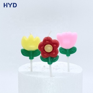 Velas de Cera con Forma de Tulipán para Fiestas, para Cupcakes, Picnic, Brillantes, Atractivas, Tema Romántico, 3.5cm X 3cm, 3 Piezas/Caja de PVC - Product Image 3