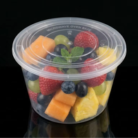 Bol en plastique PP rond jetable grande capacité avec couvercle pour sushis, nouilles, jus et chewing-gum – Vente en gros