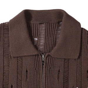 TKAN236 Gros En Vrac Stock Surdimensionné Tricoté 100% Coton Séchage Rapide Street Style À Manches Courtes D'été Maille Creuse pour Chemise - Product Image 4