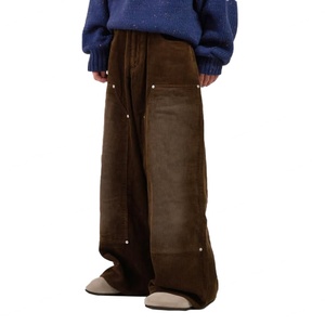 Pantalones de hombre de pana 100% algodón, estilo vintage, holgados, tipo carpintero, con doble rodilla, lavados y desgastados, de moda clásica, al por mayor - Product Image 1