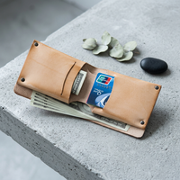 Dompet Lipat Kulit Sapi Asli Buatan Tangan Boshiho, Kulit Vintage Crazy Horse, Dompet Kartu Kredit dan Uang Tunai Untuk Pria