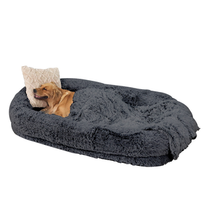 Gray Plush <b>Pet</b> Bed Round Dog <b>Sofa</b> Bed Soft Washable Sleeping Nest for Cats and Dogs - Product Image 2