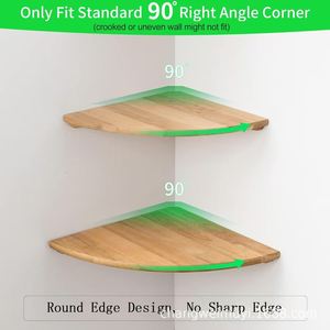 Wooden Wall Mounted Corner <b>Shelf</b> Natural Color 3 Tier Storage <b>Rack</b> For Home Living Room Bathroom Display - Product Image 2