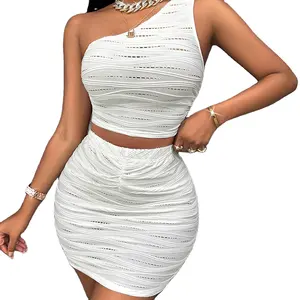 ZIYA A12S131 New Arrival Summer White Mini Dress Skirt Sexy 2 Pieces Set For Women