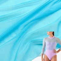 Tela de Malla Elástica de Alta Calidad, Azul, Suave, con Elasticidad en 4 Direcciones, Tul de Poliamida y Elastano para Lencería, Gimnasia y Ropa Interior