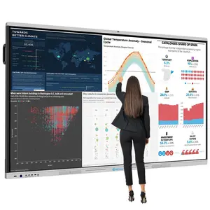 لوحة مسطحة تفاعلية تعمل باللمس بالأشعة تحت الحمراء مقاس 55 و65 و75 و85 و86 و98 و110 بوصة بتقنية 4k LCD لوحة بيضاء ذكية تفاعلية رقمية للتعليم