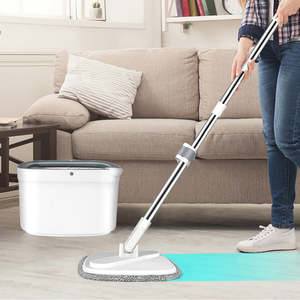 Masthome lavaggio a mano libera Rodo Giratorio panno Mop pavimento microfibra piatto Spin 360 Mop e secchio Set - Product Image 5