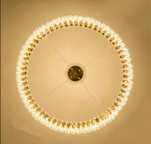 Zèle Éclairage Rétro Anneau Lustre En Laiton Et Verre Clair Pendentif LED Vintage Lumières - Product Image 2