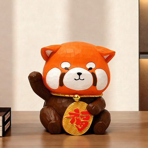 Little Panda Resin Ornament Red Panda Shape Artistic Home Decoration Craft for Living Room Desktop Gift - Product Image 3