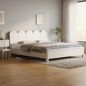 Lit plateforme Queen size, cadre de lit rembourré minimaliste, tête de lit rose douce, cadre de lit moderne en bois - Product Image 1