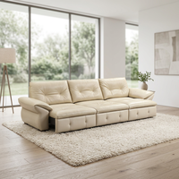 Sofá Cama de Cuero Multifuncional Moderno KMJ, Sofá Reclinable de 3 Plazas, Sofá Eléctrico