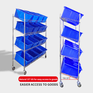 JIGONG Utility Commercial Kitchen Estantería inclinada para recoger pedidos Carro Carrito NSF Estante de alambre Organizadores de contenedores - Product Image 2