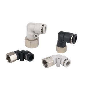 Conector Neumático de Conexión Rápida, Codo de 90 Grados, Rosca Interna, Forma de L, Negro/Blanco, PLF6 01 8 02 - Product Image 1