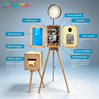 Équipement de location d'événements B2B : Photobooth en bois double face avec écran tactile frontal 18,5 pouces pour iPad et appareil photo reflex numérique – Approvisionnement direct usine
