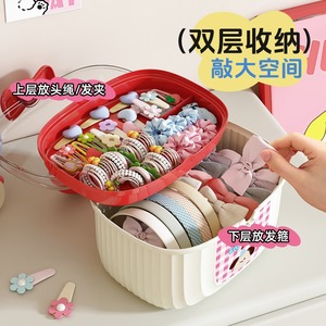 Portable Plastic Jewelry Storage Box Double Layer With Dividers Cartoon Design For Hair Accessories Desktop Organizer - Product Image 2