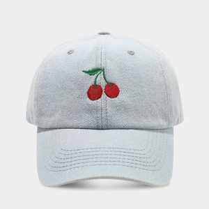 Casquette de baseball ajustable 6 panneaux <span class=keywords><strong>en</strong></span> denim avec broderie cerise pour femme, style décontracté, printemps-<span class=keywords><strong>automne</strong></span>, pour l'extérieur et le shopping, protection solaire, élégante - Product Image 3