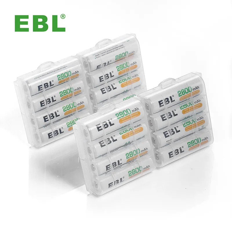 4個EBL最高の充電式単三電池1.2V2800mAhNI-MH電池フラッシュライト用4パック