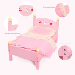 Ensemble de jouets de maison de jeu en bois de lit de poupée de lapin rose avec des accessoires confortables pour le jeu de simulation imaginatif et le plaisir de la maison de poupée - Product Image 6