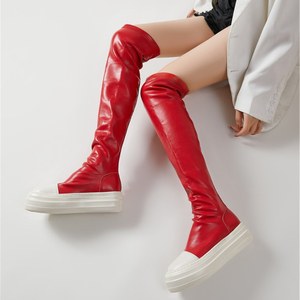 Thick Sole Platform Soft Leather Material Shoes Over Knee Thigh High Women's <b>Boots</b> - Product Image 3