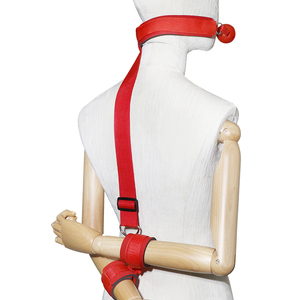 Adult Sexy SM Supplies Anti-Back-Hand Ribbon Suit with <b>Leather</b> <b>Handcuffs</b> Strap for Couple Usage Adult Sex Bondage Gear - Product Image 4
