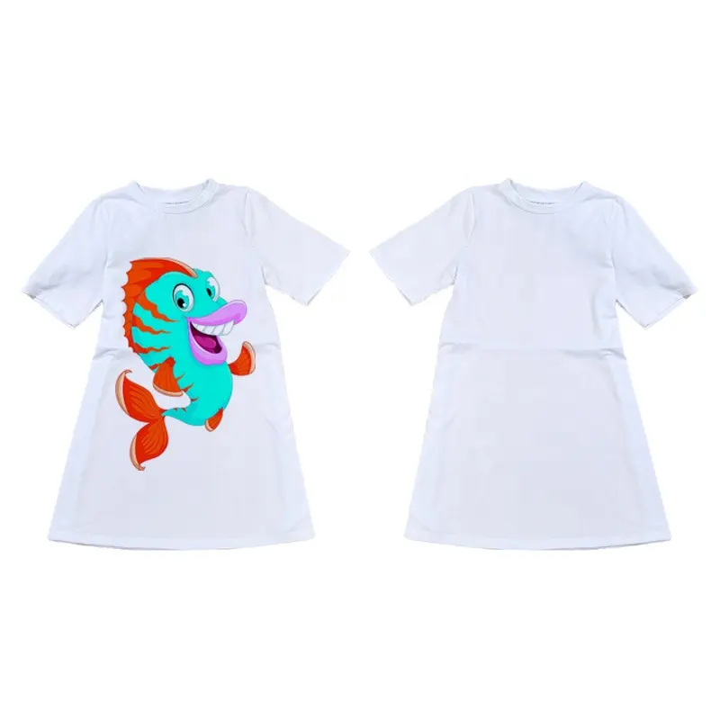 2023 New Factory Outlet Logo personalizzato Cotton Feel Infant Kid Dress sublimazione White Girls Dress