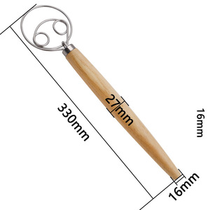 <span class=keywords><strong>Fouet</strong></span> hollandais Ruizhifa de qualité supérieure, écologique, en acier inoxydable avec manche en bois <span class=keywords><strong>pour</strong></span> la pâtisserie et le mélange de pâte à pain - Product Image 4