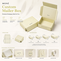 Boîtes d'expédition en carton ondulé avec film mat doux au toucher, fermeture autocollante personnalisée, couleur crème jaune, bande de déchirure à glissière