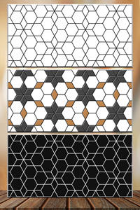 Luxus 3D Sechseck Muster Keramik Wandfliesen 300x600 Schwarz Weiß Inkjet glasiert Anti-Rutsch 30x60 für Hotel Interior Modern ABC - Product Image 6