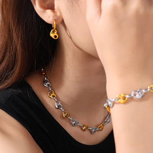 Heart Shape Zinc Alloy Jewelry <b>Set</b> Necklace <b>Bracelet</b> Earrings For Women Gift Fashion Accessory - Product Image 4