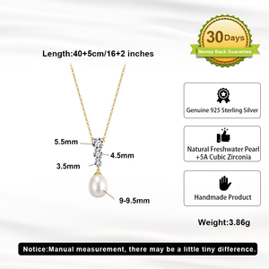 Collar de Perlas Sencillo RINNTIN GPN98, Plata de Ley 925, Collar con Colgante de Perla Cultivada de Agua Dulce para Mamá, Esposa, <span class=keywords><strong>Hija</strong></span> - Product Image 5