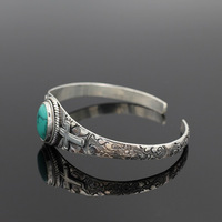 Vintage sculpté Turquoise Bracelet Boho croix réglable Bracelet en argent bohème garniture oiseau grands bracelets manchette bijoux pour hommes