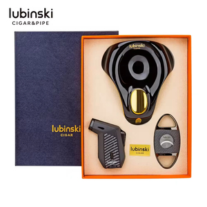Ensemble de cigares de luxe personnalisable en trois pièces, <span class=keywords><strong>briquet</strong></span> moderne en métal, accessoires manuels avec boîte cadeau, vente en gros directe d'usine en Chine - Product Image 2