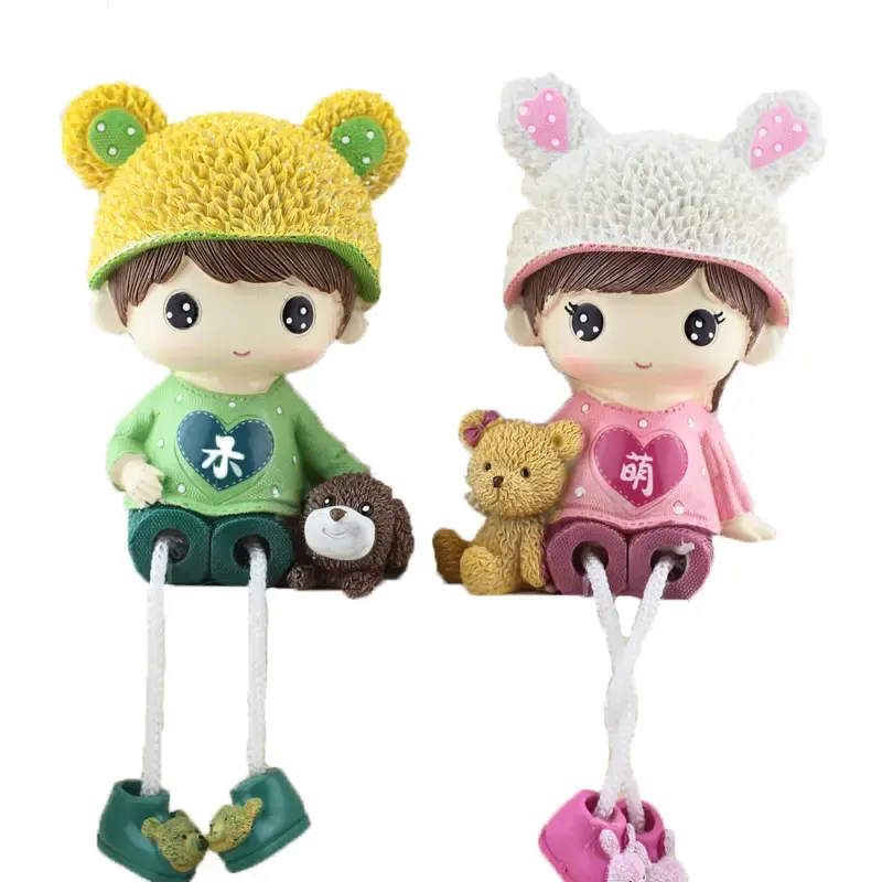 2023 Cartoon creative cute hanging feet couple dolls home ornaments new room decoration birthday gift resin crafts
