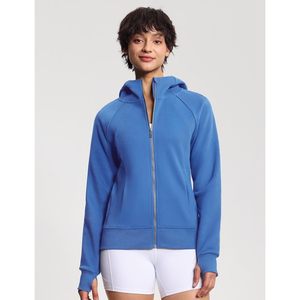 Women's <b>Zip</b> <b>Up</b> Hoodie Fleece Workout Jacket With Pockets Thumb Hole Breathable Full Sleeve - Product Image 3