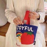 Nouveau sac en toile illustré avec fermeture magnétique, style simplicité urbaine, sac fourre-tout compact pour les sorties