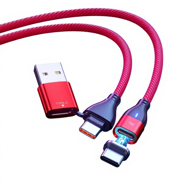 PD 100W Fast-Charging Magnetic Data Cable with Type-C Connector Six-in-One for Laptops and Smartphones