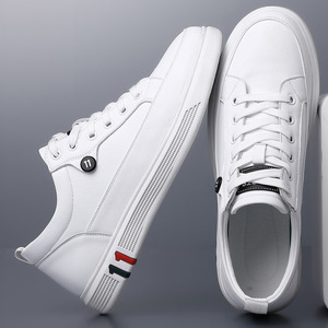 รองเท้าผ้าใบสีขาวผู้ชายลำลองระบายอากาศได้ดี รองเท้าหนังผูกเชือกด้านหน้า สีพื้น รองเท้าออกกำลังกายเพื่อการพักผ่อน เวินโจว เจ้อเจียง - Product Image 3