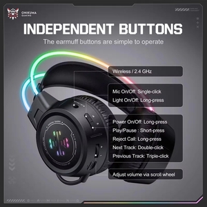 หูฟังเกมมิ่ง <span class=keywords><strong>ONIKUMA</strong></span> GT889 ไดรเวอร์ 50 มม. เสียงสเตอริโอ ไร้สาย 3 โหมด RGB 2.4G สายคาดศีรษะเรืองแสงแบบแขวน แบตเตอรี่ใช้งานได้ 60 ชั่วโมง - Product Image 4