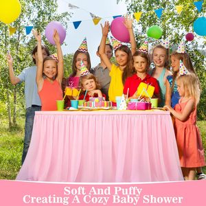 Jupe de <span class=keywords><strong>Table</strong></span> en Tulle Rose Jupe de <span class=keywords><strong>Table</strong></span> à Manger Buffet <span class=keywords><strong>Princesse</strong></span> <span class=keywords><strong>Table</strong></span> Dessert Décorations de Fête pour Baby Shower - Product Image 5