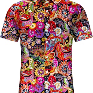 Chemise Hawaïenne Extensible pour Homme, Style Vintage Sans Manches, Boutonnée, Imprimé Floral Tropical par Sublimation, Anti-UV, Idéale pour l'Été - Product Image 1