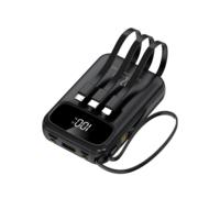 Batterie portable Li-polymère 20000mAh, charge rapide, power bank avec câbles intégrés, écran LED, utilisation en extérieur, chargeur PD 37W
