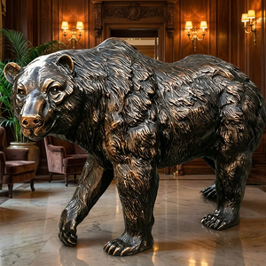 Orso <span class=keywords><strong>Grizzly</strong></span> Seduto in Bronzo Fatto a Mano - Dimensioni, Postura e Patina Personalizzabili, Opera d'Arte, Scultura di Orso in Bronzo - Product Image 4