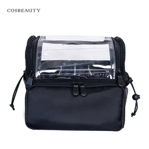 Atacado personalizado vaidade artista armazenamento bolsa preto beleza viagem claro pvc nylon make up bag profissional cosméticos maquiagem sacos