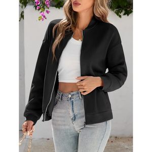 Custom <b>Womens</b> <b>Zip</b> <b>Up</b> Sweatshirt <b>Jacket</b> Long Sleeve Casual Loose With Pockets Fleece Coat - Product Image 2