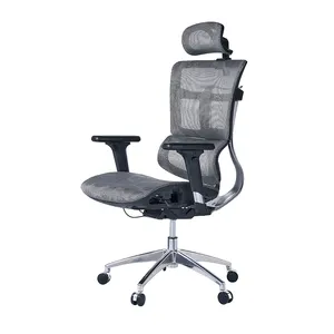 כסא משרד מנהלים מסתובב גבוה גב מחשב רשת כיסא ארגונומית עם משענת ראש פושאן בד שחור ברזל צבע מודרני