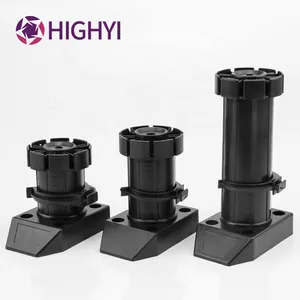 HIGHYI Furniture Hardware Accessories 50-250mm Black PP Bed Leg Plastic Furniture Legs Table Height Adjustable Leg