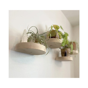 Étagère pour plantes <span class=keywords><strong>ronde</strong></span> support pour plantes minimaliste en bois massif décor à la maison support pour plantes intérieur demi-lune scandinave - Product Image 1